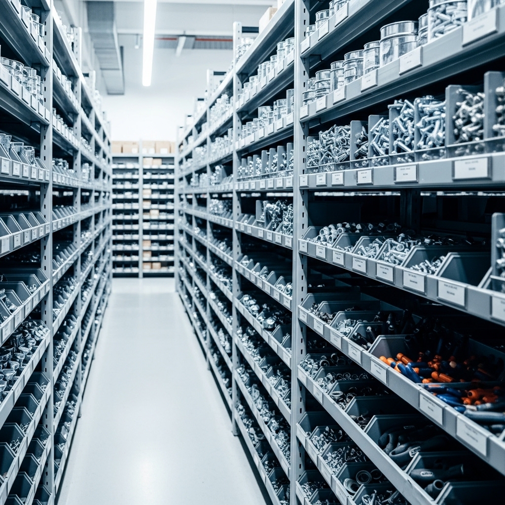 Supply chain optimization visualization showing logistics and warehouse management processes